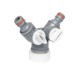 Y stuk met afsluitkraan, 3 aansluitingen type Gardena whiteline